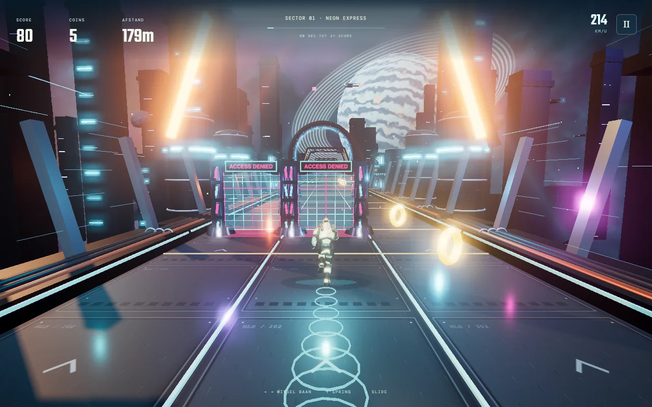 Space Runner op een route door een ruimtestation